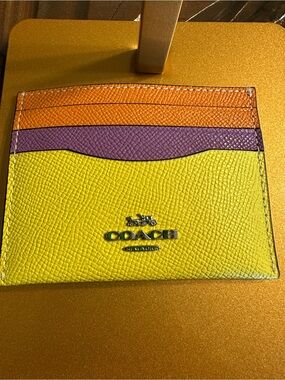 👑 Coach Slim ID Card Case in Colorblock Crossgrain Leather